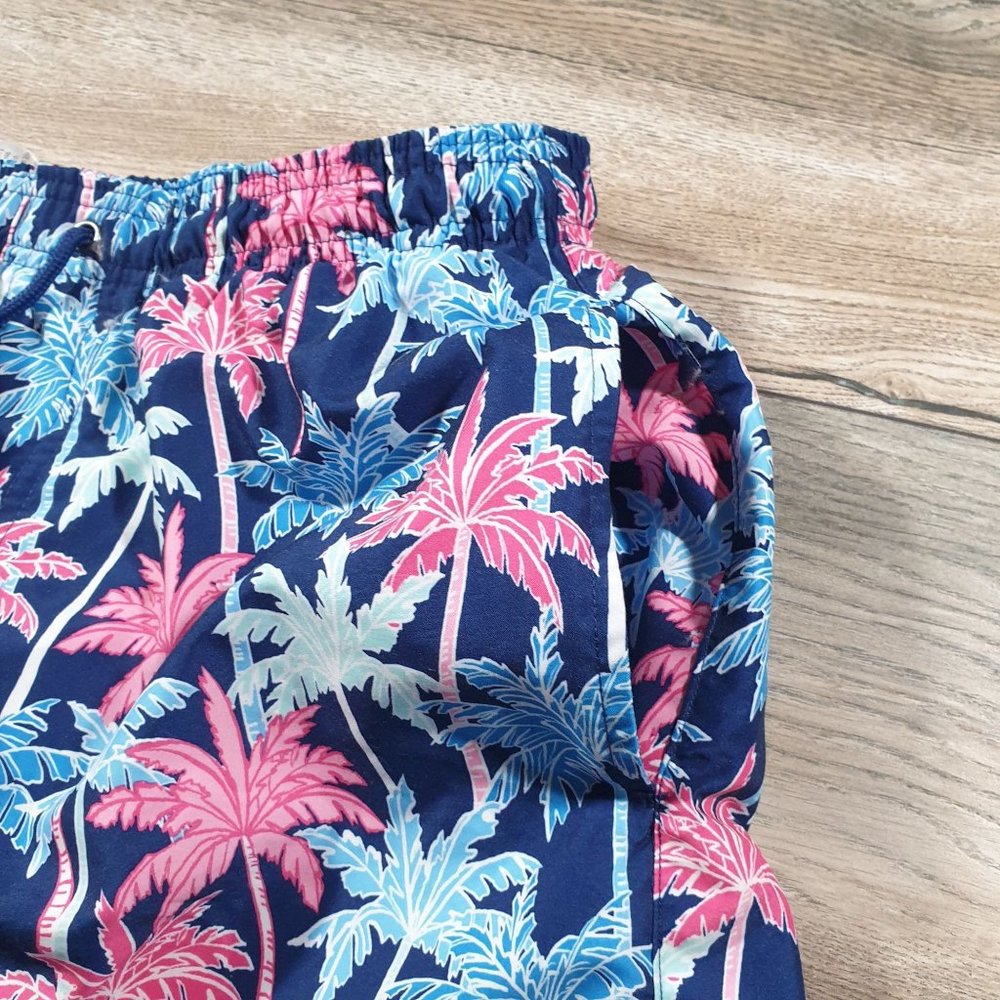 Ocean Gear Mens Large Swim Trunks Pink Blue Palm Trees Pool Beach Vacation Party - Picture 10 of 10